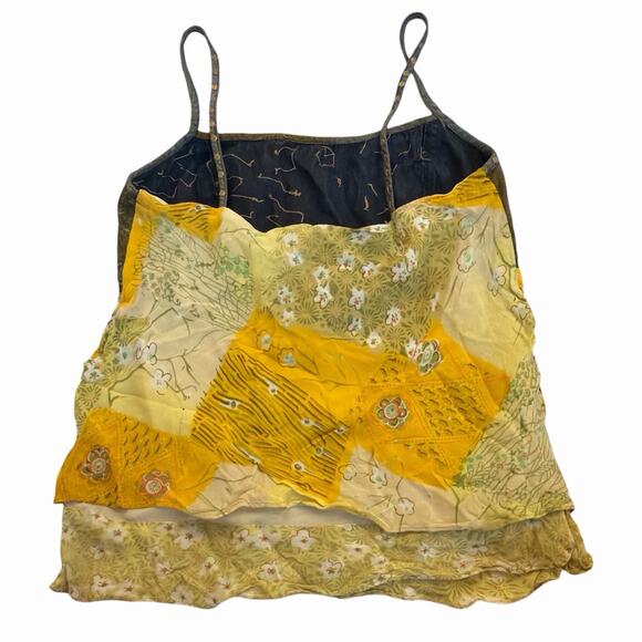 Vintage Y2K European Denim Embellished Crop Top With Layered Floral Ruffles - Picture 2 of 8